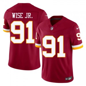 Washington Commanders Deatrich Wise Jr. #91 Men Moisture Wicking Football Embroidery Jersey - Burgundy Edition 57271199