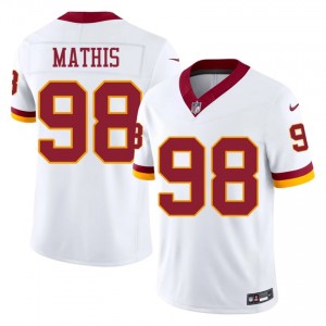 Phidarian Mathis Washington #98 Men Authentic Football Stitched Jersey - White Edition 26492216