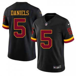 #5 Jayden Daniels WAS Commanders Men Moisture Wicking Football Sewn Jersey - Black Edition 64049541