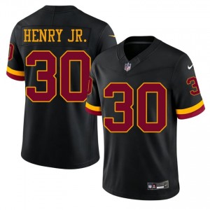 #30 Robert Henry Jr. WAS Commanders Men Durable Football Stitch Jersey - Black Edition 86920006