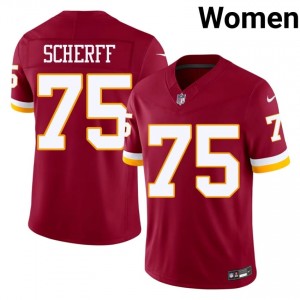 Commanders Brandon Scherff #75 Women Player Football Embroidery Jersey - Burgundy Edition 41760474