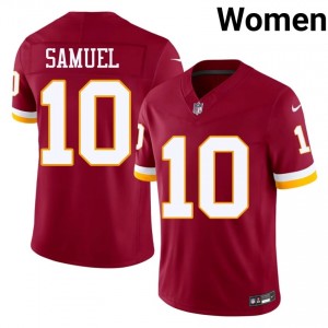 Commanders Curtis Samuel #10 Women Iconic Football Embroidery Jersey - Burgundy Edition 43259897