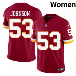Washington Commanders D.J. Johnson #53 Women NFL Football Embroidery Jersey - Burgundy Edition 94636690