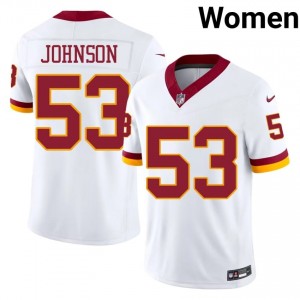 D.J. Johnson Commanders #53 Women Gameday Football Stitched Jersey - White Edition 72678417