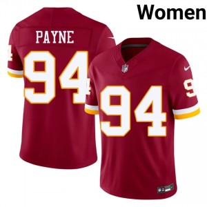 Washington Commanders Daron Payne #94 Women Moisture Wicking Football Embroidery Jersey - Burgundy Edition 27146340