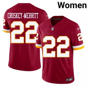 Commanders Jacory Croskey-Merritt #22 Women Exclusive Football Embroidery Jersey - Burgundy Edition 98185507