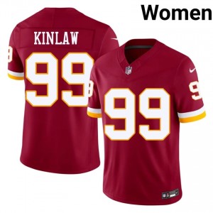 Washington Commanders Javon Kinlaw #99 Women Authentic Football Embroidery Jersey - Burgundy Edition 16515240