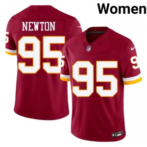 Commanders Jer'Zhan Newton #95 Women Premium Football Embroidery Jersey - Burgundy Edition 39928491
