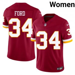 WAS Jerome Ford #34 Women Limited Football Embroidery Jersey - Burgundy Edition 58686192