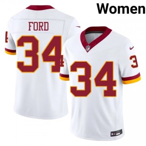 Jerome Ford Washington Commanders #34 Women Elite Thread Football Stitched Jersey - White Edition 45762670