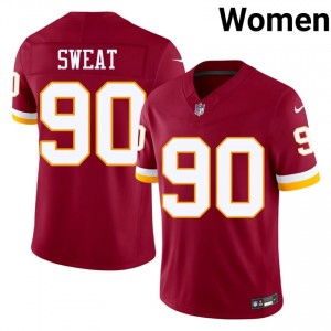 WAS Commanders Montez Sweat #90 Women Pro Cut Football Embroidery Jersey - Burgundy Edition 76446064