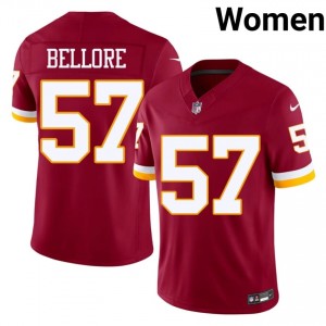 WAS Commanders Nick Bellore #57 Women Durable Football Embroidery Jersey - Burgundy Edition 31692445
