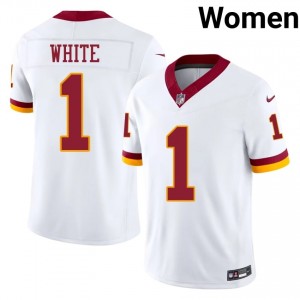 Rachaad White WAS Commanders #1 Women Moisture Wicking Football Stitched Jersey - White Edition 63922527