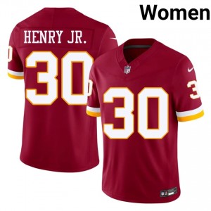 Washington Robert Henry Jr. #30 Women Iconic Football Embroidery Jersey - Burgundy Edition 35241651