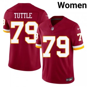 Washington Shy Tuttle #79 Women Moisture Wicking Football Embroidery Jersey - Burgundy Edition 19810628
