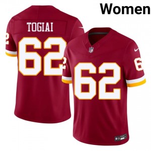 Commanders Tanoa Togiai #62 Women Elite Thread Football Embroidery Jersey - Burgundy Edition 47253766