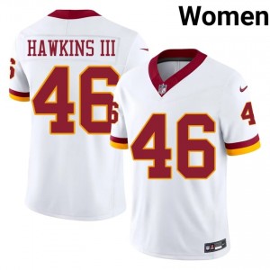 Tre Hawkins III Washington #46 Women Authentic Football Stitched Jersey - White Edition 97599705