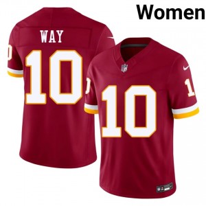 Washington Commanders Tress Way #10 Women Player Football Embroidery Jersey - Burgundy Edition 11695129