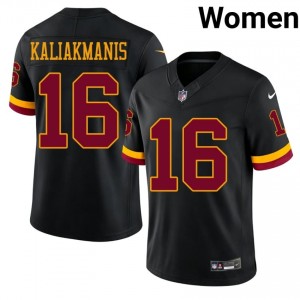 #16 Athan Kaliakmanis Commanders Women Durable Football Stitch Jersey - Black Edition 55259759