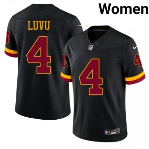 #4 Frankie Luvu Commanders Women Moisture Wicking Football Sewn Jersey - Black Edition 40115328