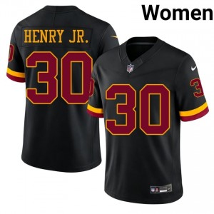 #30 Robert Henry Jr. Washington Commanders Women Player Football Sewn Jersey - Black Edition 74849872