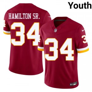 WAS Commanders Antonio Hamilton Sr. #34 Youth Exclusive Football Embroidery Jersey - Burgundy Edition 71242601