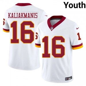 Athan Kaliakmanis Washington Commanders #16 Youth Essential Football Stitched Jersey - White Edition 73330946