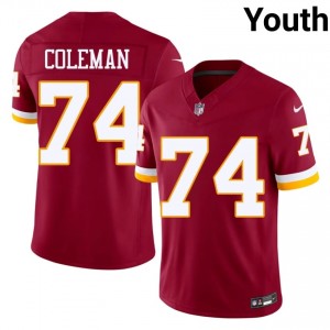 Commanders Brandon Coleman #74 Youth Durable Football Embroidery Jersey - Burgundy Edition 40185852