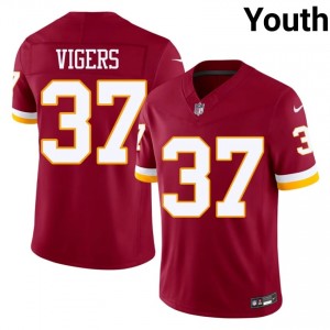 WAS Commanders Car'lin Vigers #37 Youth Pro Cut Football Embroidery Jersey - Burgundy Edition 52910967