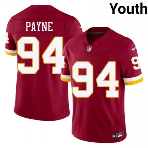 Washington Commanders Daron Payne #94 Youth Essential Football Embroidery Jersey - Burgundy Edition 48353388
