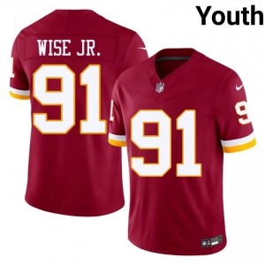 Washington Deatrich Wise Jr. #91 Youth Gameday Football Embroidery Jersey - Burgundy Edition 65212365