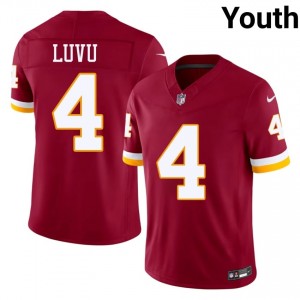 WAS Commanders Frankie Luvu #4 Youth Durable Football Embroidery Jersey - Burgundy Edition 87433363