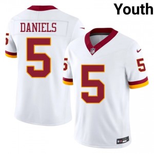 Jayden Daniels WAS #5 Youth NFL Football Stitched Jersey - White Edition 32879769