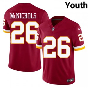 WAS Jeremy McNichols #26 Youth Premium Football Embroidery Jersey - Burgundy Edition 88044601