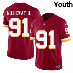 Commanders John Ridgeway III #91 Youth Authentic Football Embroidery Jersey - Burgundy Edition 20285396