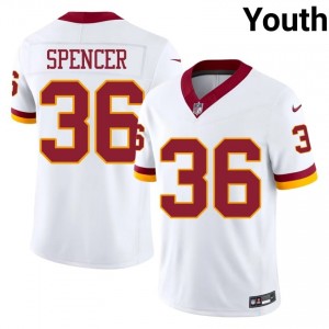 Malik Spencer WAS Commanders #36 Youth Durable Football Stitched Jersey - White Edition 55023078