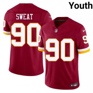 WAS Commanders Montez Sweat #90 Youth Durable Football Embroidery Jersey - Burgundy Edition 78698585