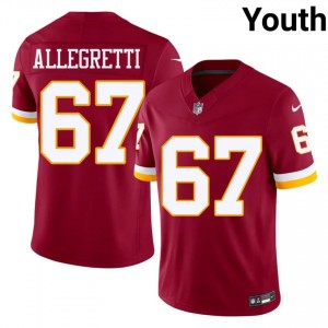 Commanders Nick Allegretti #67 Youth Exclusive Football Embroidery Jersey - Burgundy Edition 10948081