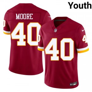 WAS Commanders Quentin Moore #40 Youth Gameday Football Embroidery Jersey - Burgundy Edition 47030383