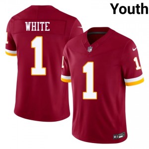 Commanders Rachaad White #1 Youth Iconic Football Embroidery Jersey - Burgundy Edition 41769938