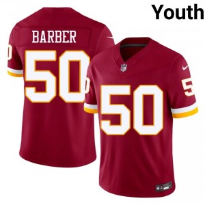 Washington Ricky Barber #50 Youth Moisture Wicking Football Embroidery Jersey - Burgundy Edition 65258842