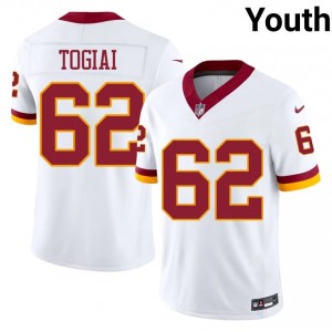 Tanoa Togiai Washington Commanders #62 Youth Moisture Wicking Football Stitched Jersey - White Edition 93930442