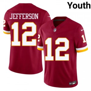 WAS Commanders Van Jefferson #12 Youth Classic Football Embroidery Jersey - Burgundy Edition 30493967