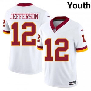 Van Jefferson Washington #12 Youth Moisture Wicking Football Stitched Jersey - White Edition 79055891
