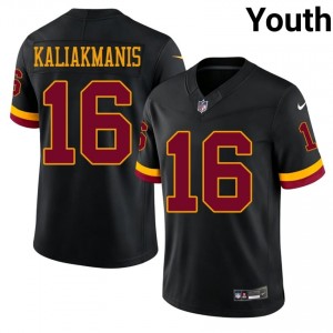 #16 Athan Kaliakmanis Commanders Youth Player Football Sewn Jersey - Black Edition 22249801