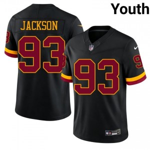 #93 Drake Jackson WAS Commanders Youth Exclusive Football Stitch Jersey - Black Edition 16230252
