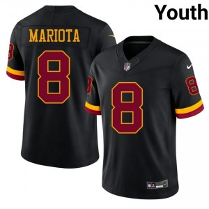 #8 Marcus Mariota WAS Commanders Youth Iconic Football Sewn Jersey - Black Edition 98021399