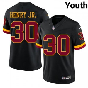 #30 Robert Henry Jr. Washington Commanders Youth Premium Football Stitch Jersey - Black Edition 11652703