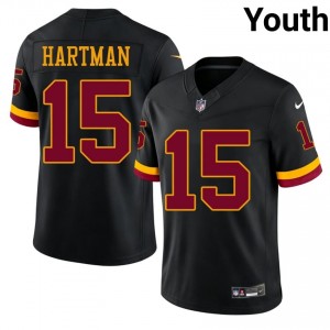 #15 Sam Hartman Commanders Youth Essential Football Stitch Jersey - Black Edition 26735165