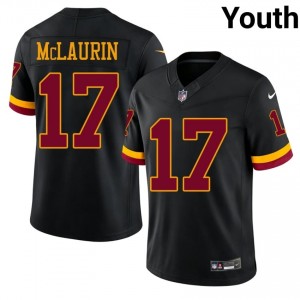 #17 Terry McLaurin Washington Commanders Youth Moisture Wicking Football Sewn Jersey - Black Edition 94696669